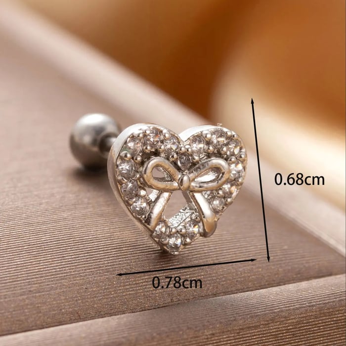 1 Piece Simple Series Classic Heart Copper Silver Color Zircon Women's Stud Earrings 